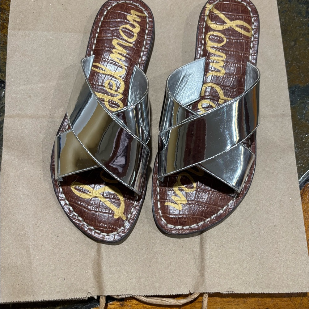 Sam Edelman Women's Silver Slide Sandals